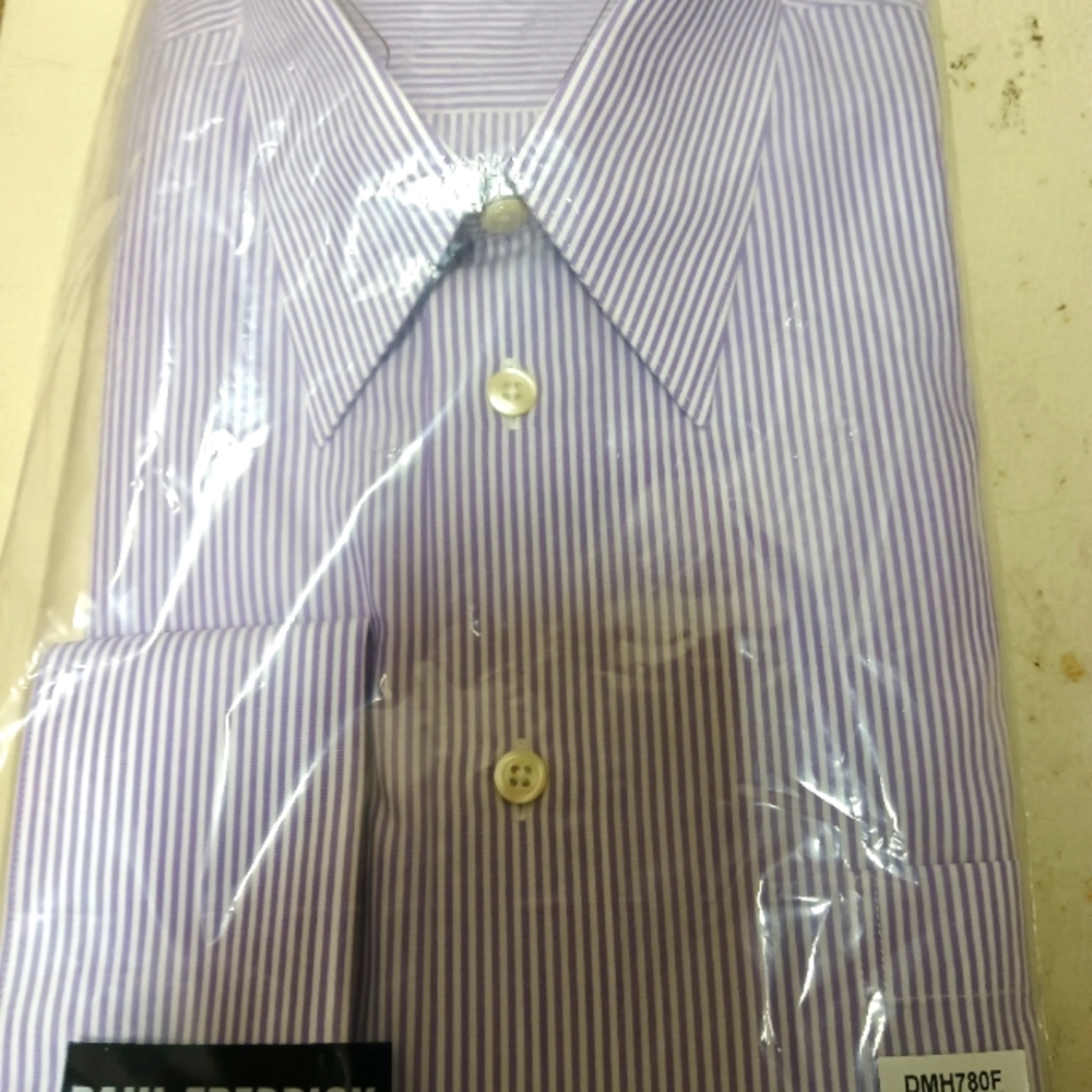 Paul Fredrick Men's Lavender Striped Shirt Size 16x37